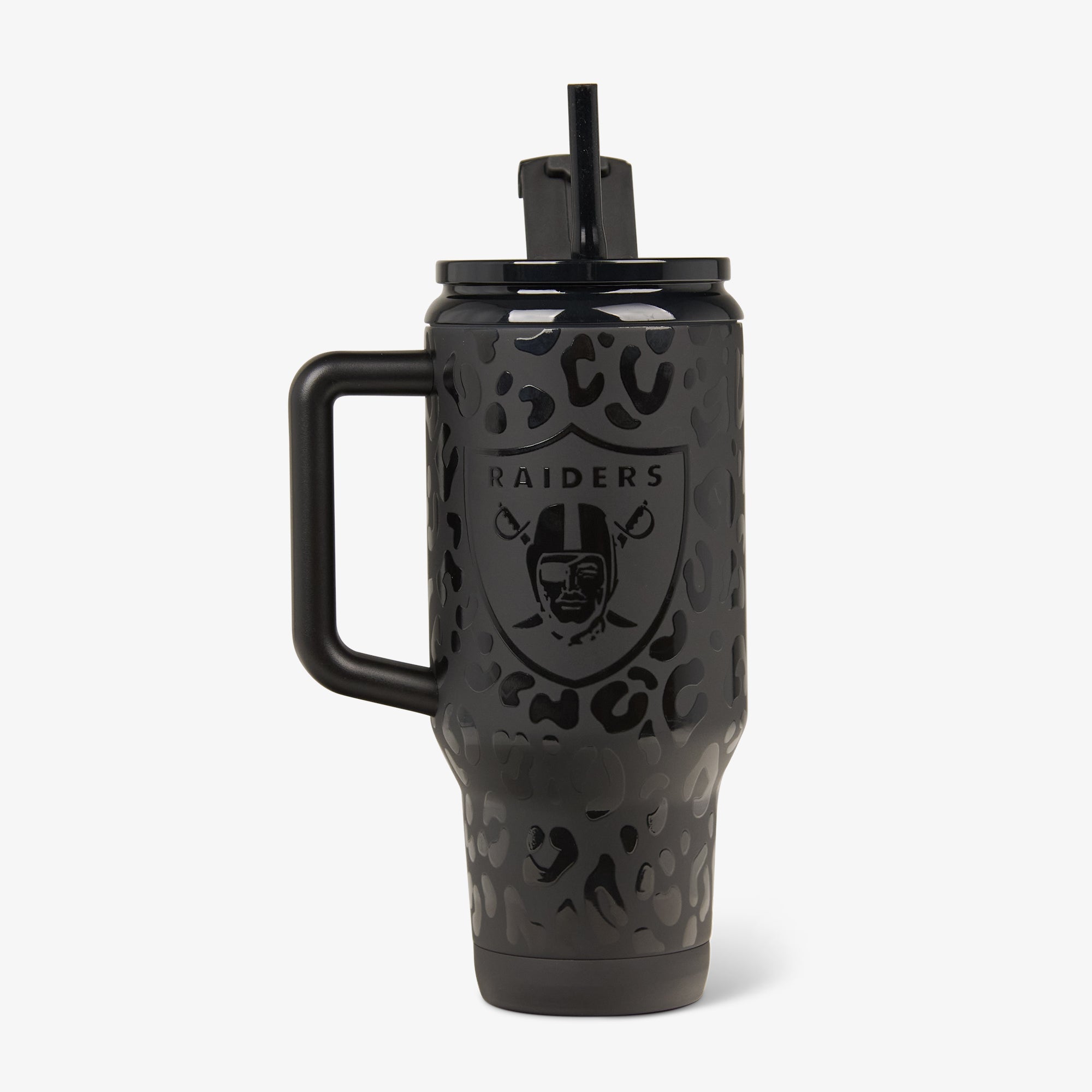 NFL 32 Oz Leopard Flip ‘n’ Sip Travel Mug M1 - Raiders - Product View