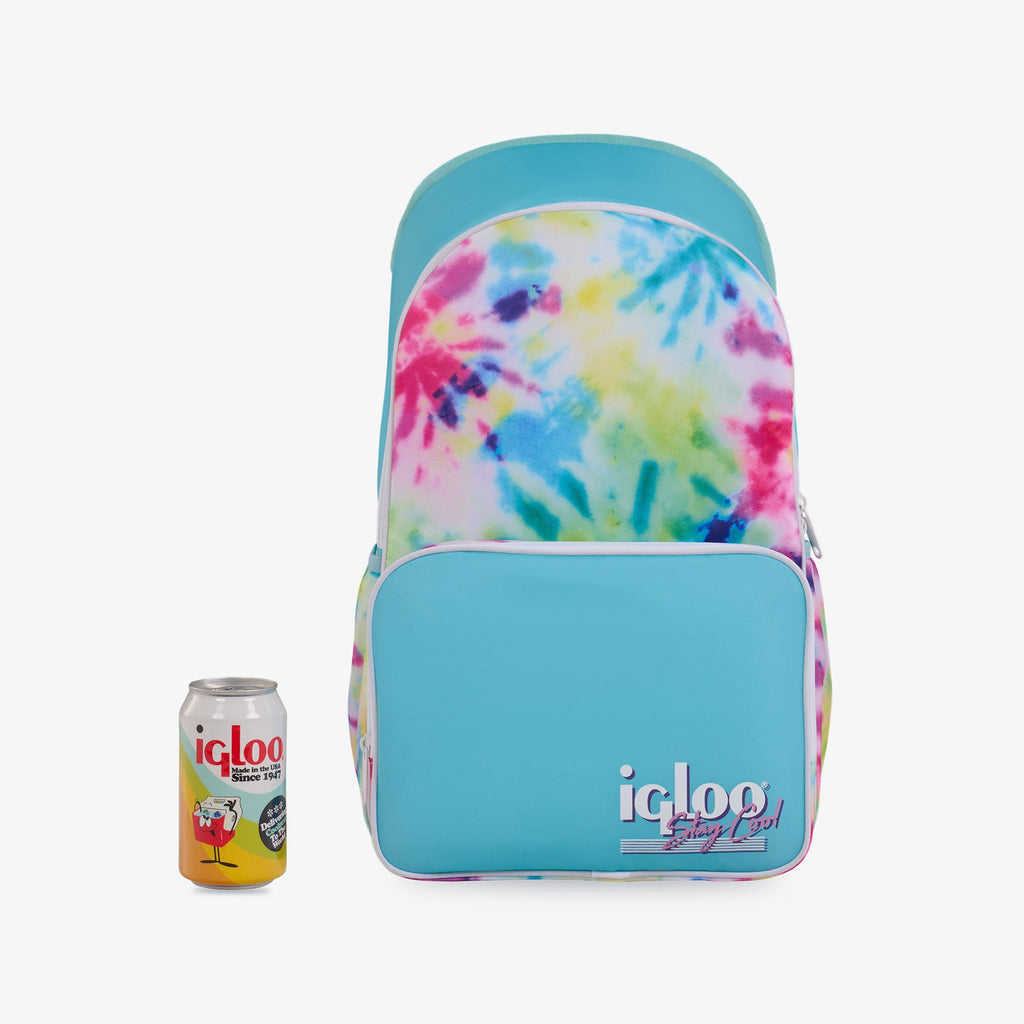 Retro Backpack Cooler E5 - Tie-Dye - Size View
