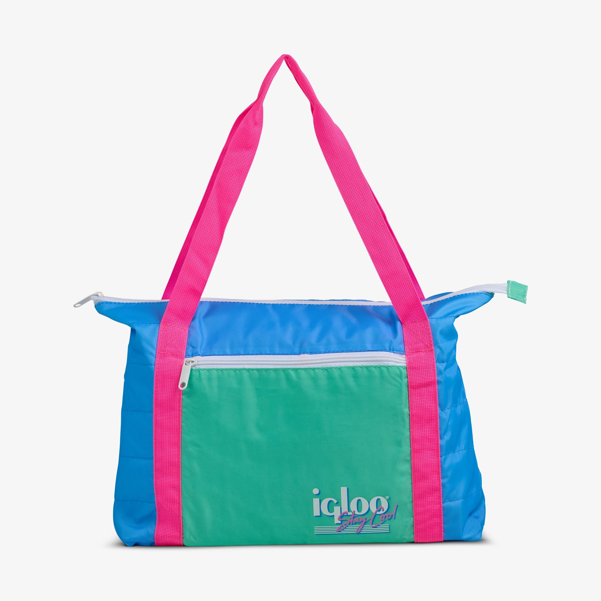 Retro Packable Puffer 20-Can Cooler Bag Q6 - Carolina Blue - Front View