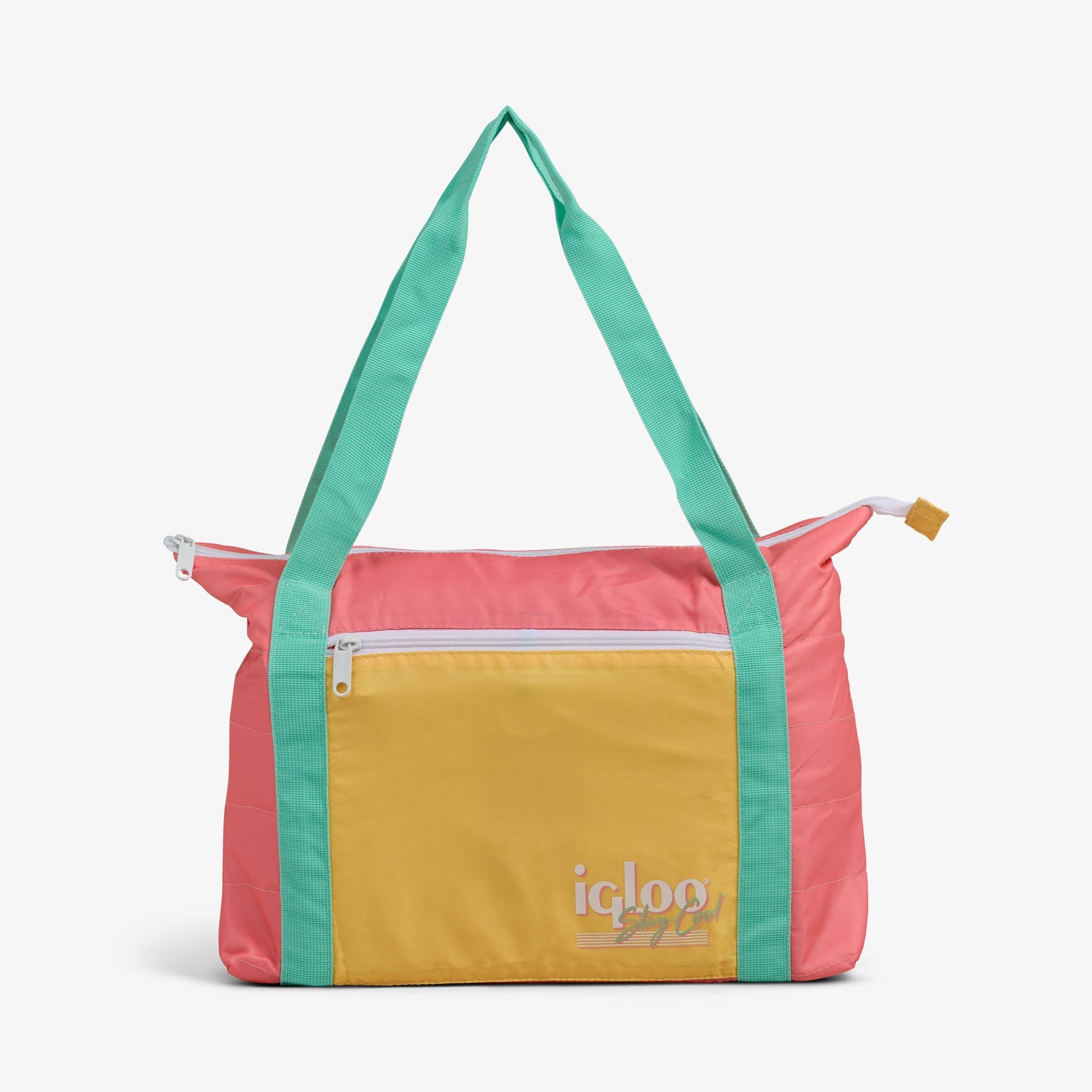 Retro Packable Puffer 20-Can Cooler Bag Q6 - Flamingo - Front View