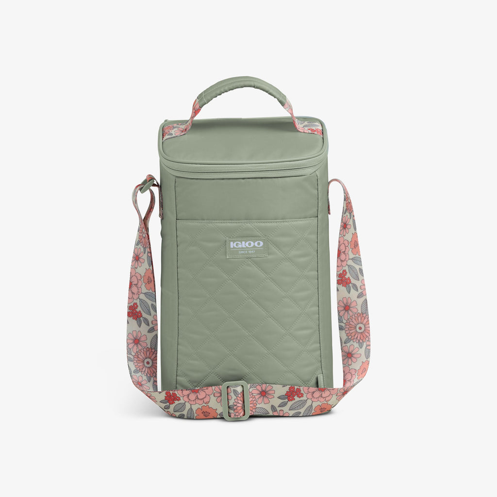 Floral MaxCold® DUO Vertical Crossbody Cooler Bag L0 - Sage - Front View