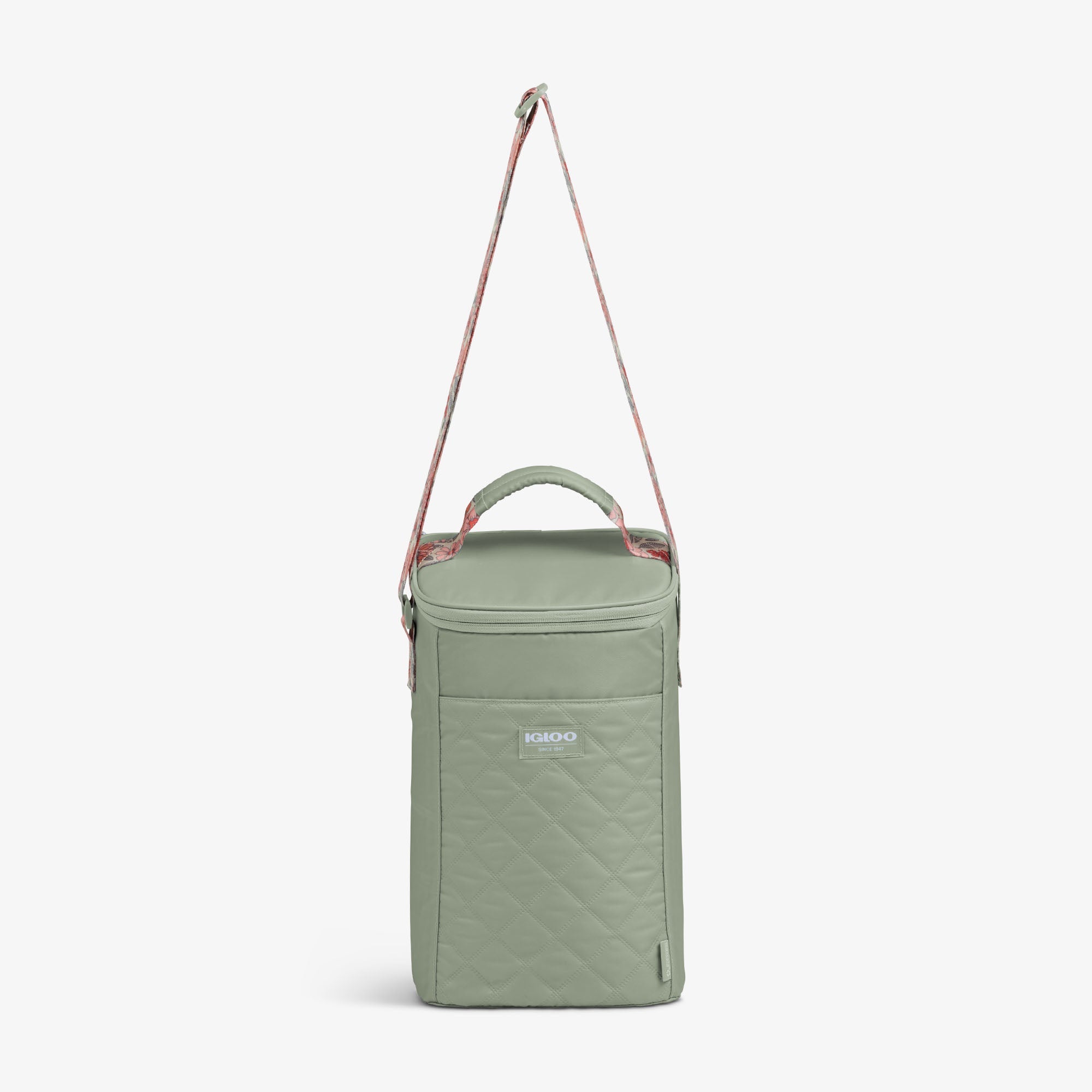 Floral MaxCold® DUO Vertical Crossbody Cooler Bag L0 - Sage - Strap View
