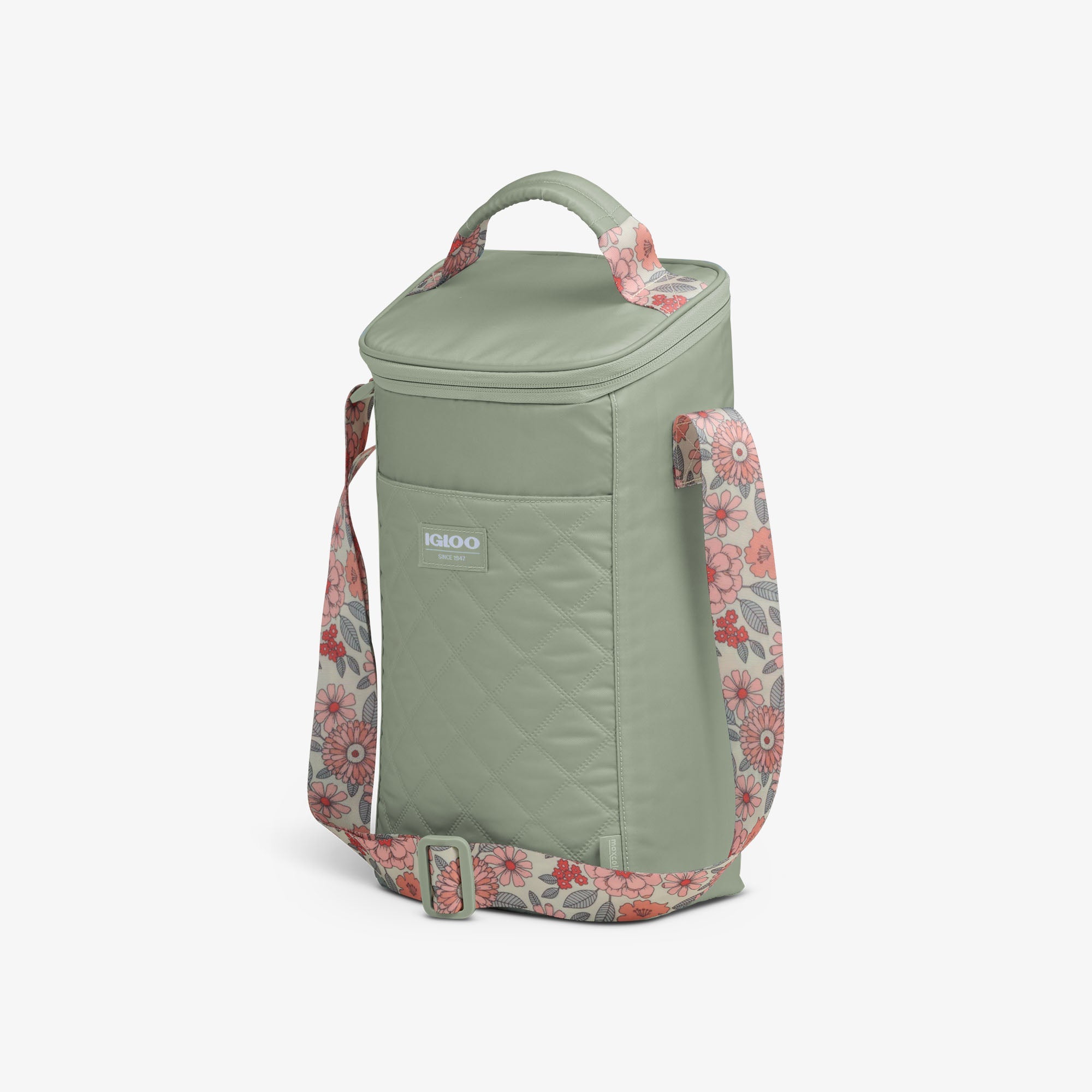 Floral MaxCold® DUO Vertical Crossbody Cooler Bag L0 - Sage - Product View
