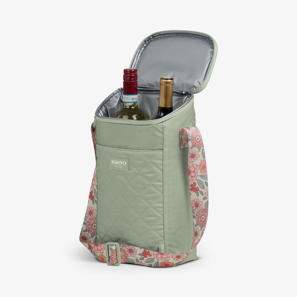 Floral MaxCold® DUO Vertical Crossbody Cooler Bag L0 - Sage - Product View