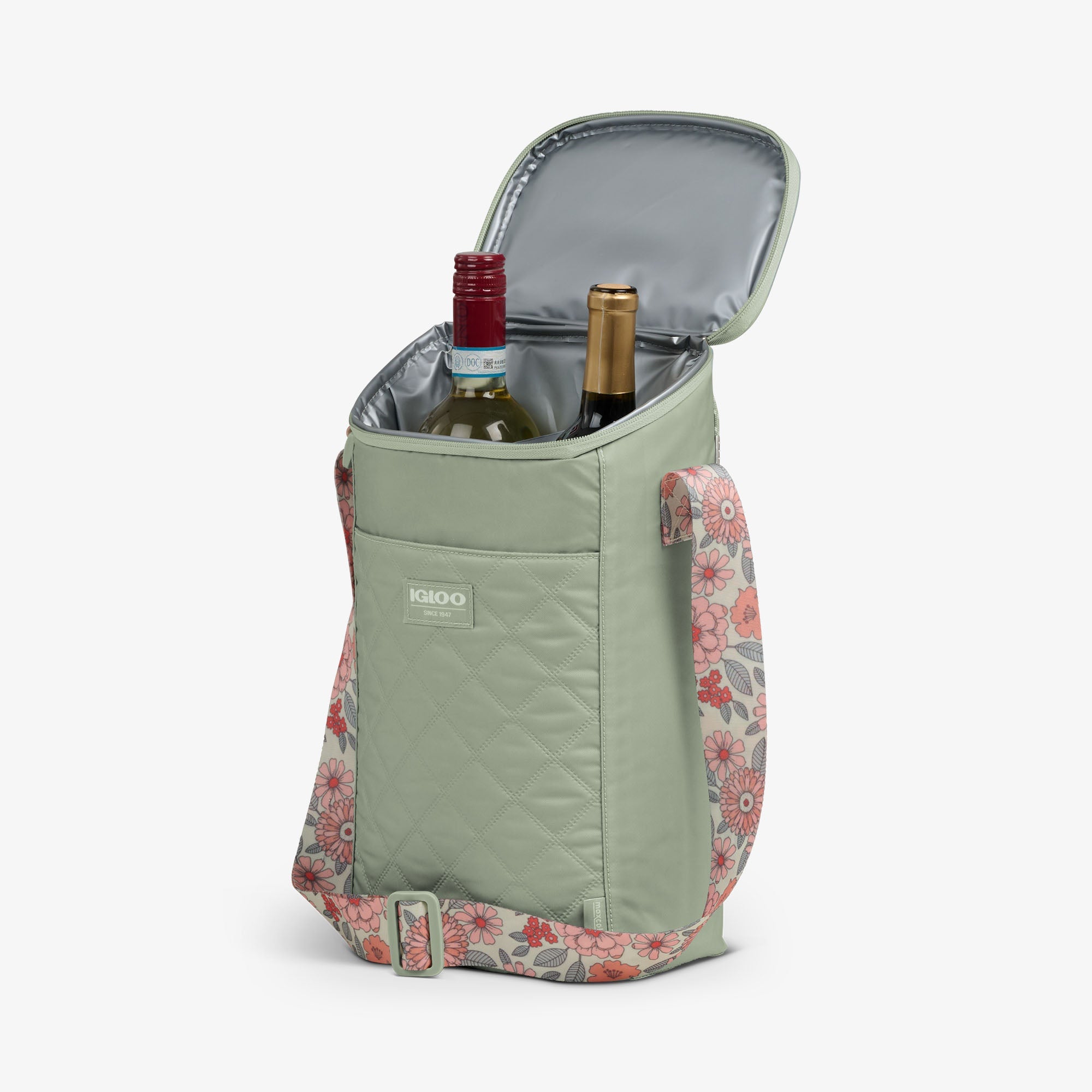 Floral MaxCold® DUO Vertical Crossbody Cooler Bag L0 - Sage - Product View