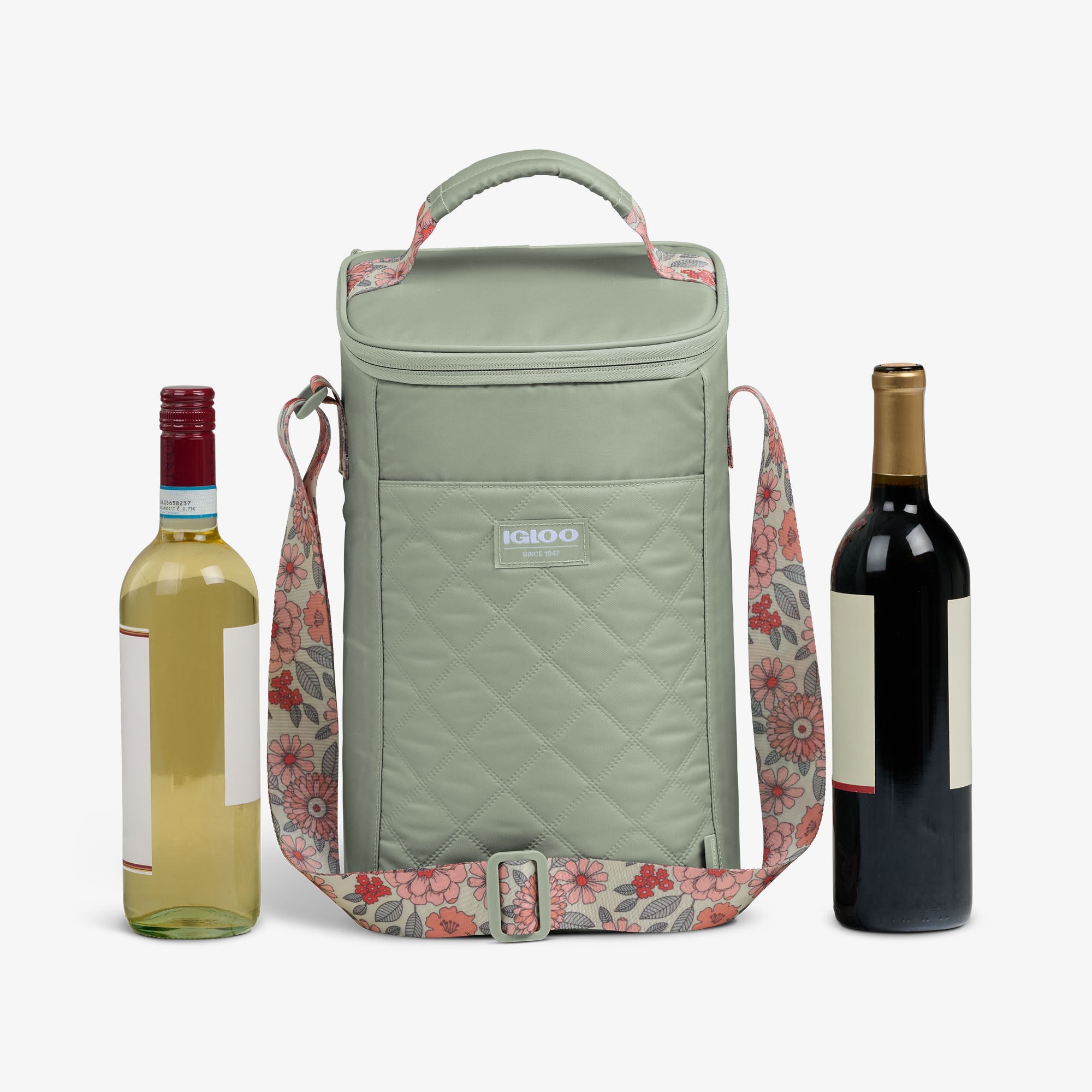 Floral MaxCold® DUO Vertical Crossbody Cooler Bag L0 - Sage - Product View