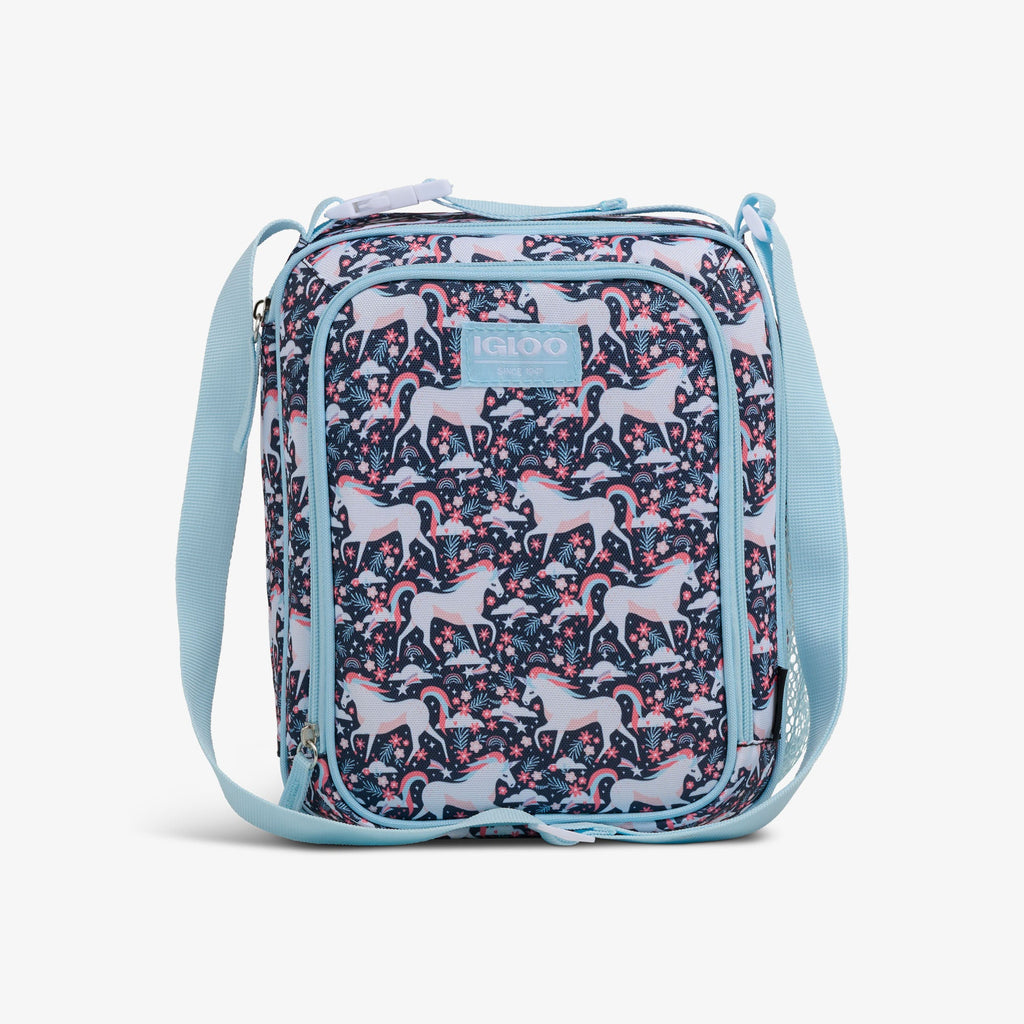 Kids Lunch Vertical Cooler + Bento Box V5 - Unicorns - Front View