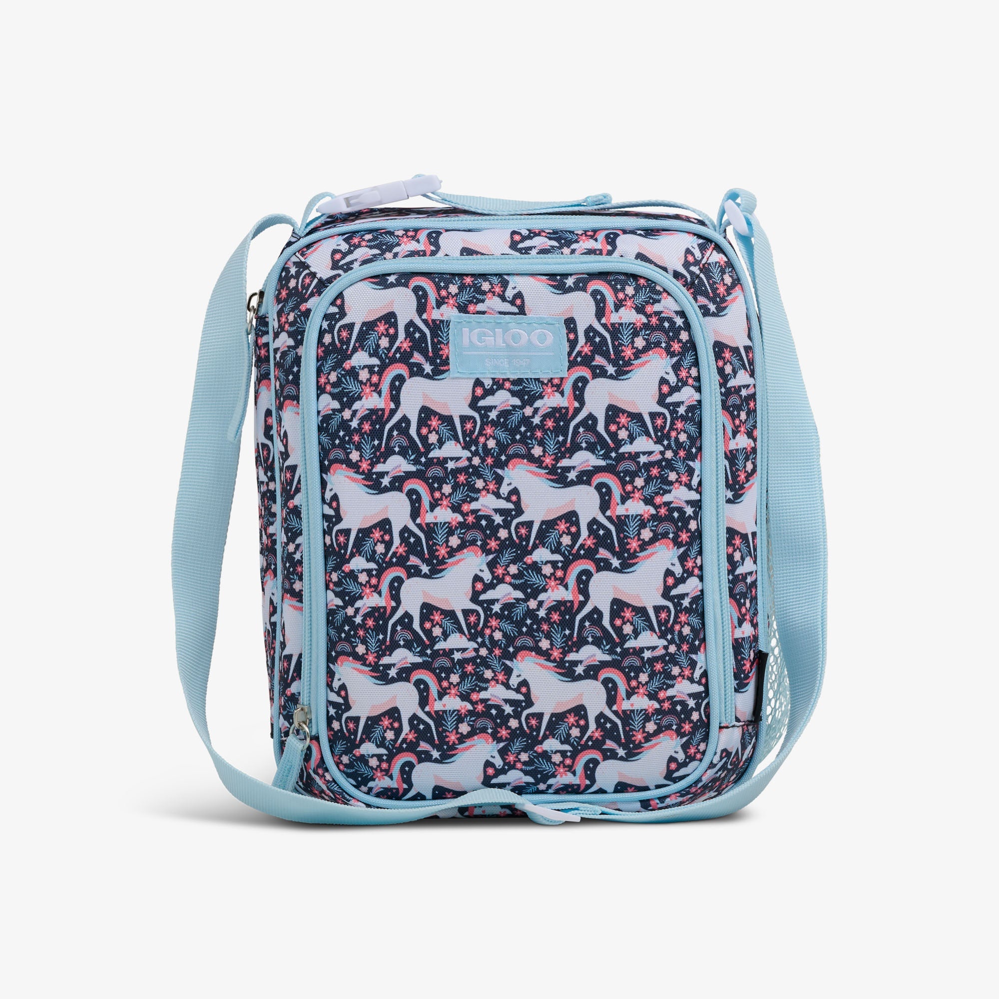 Kids Lunch Vertical Cooler + Bento Box V5 - Unicorns - Front View