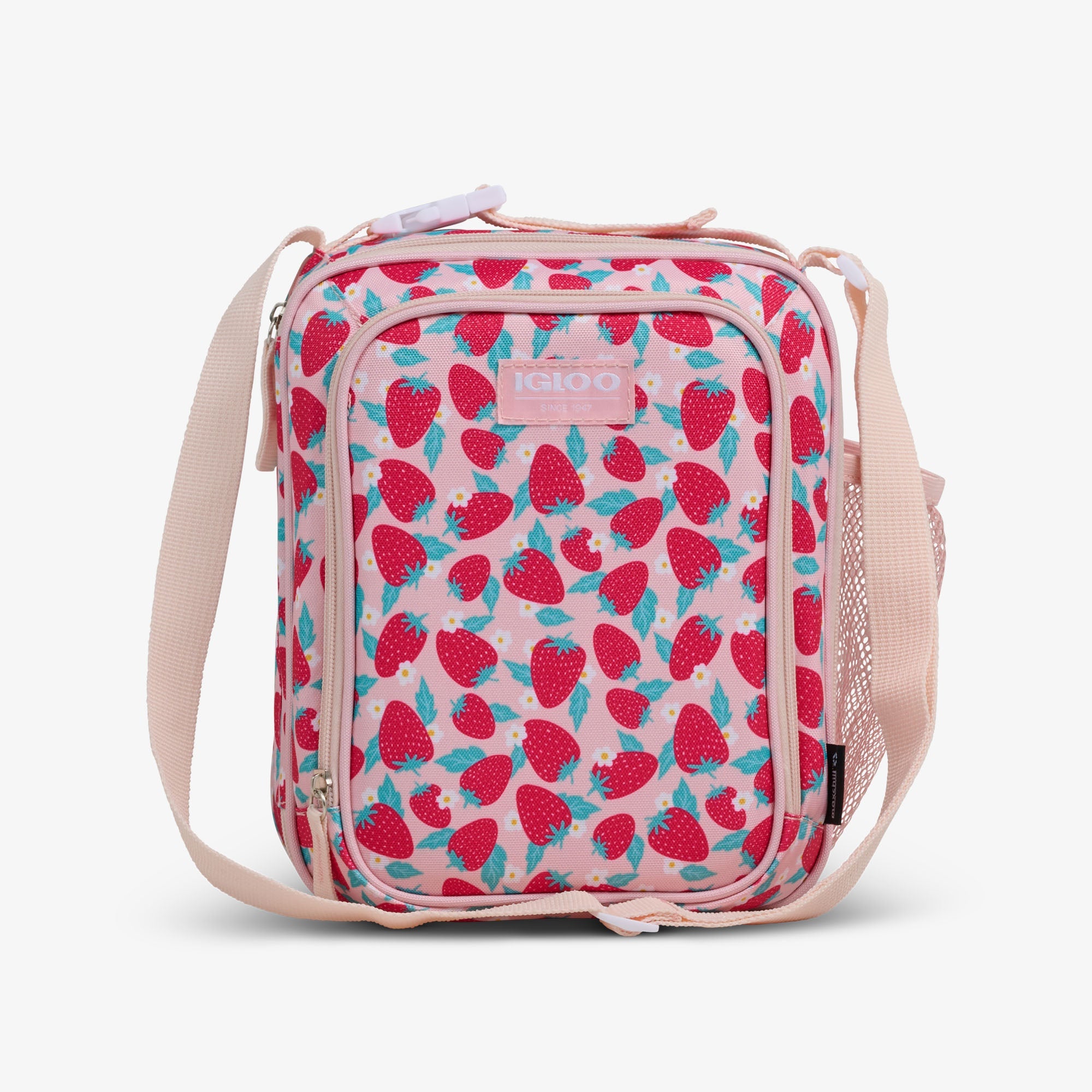 Kids Lunch Vertical Cooler + Bento Box V5 - Strawberries - Front View