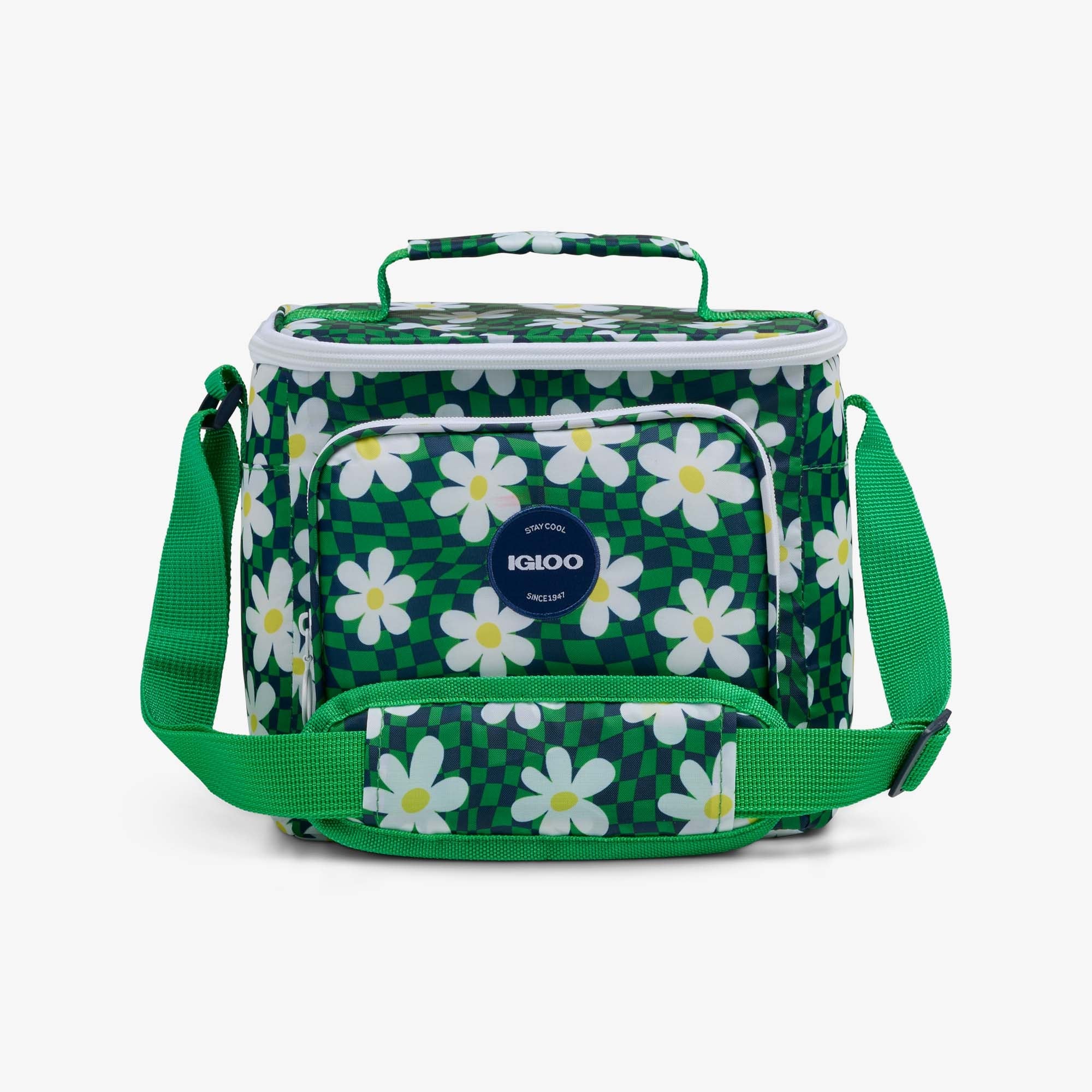 Retro Square Lunch Bag J9 - Psychedelic Daisy - Front View
