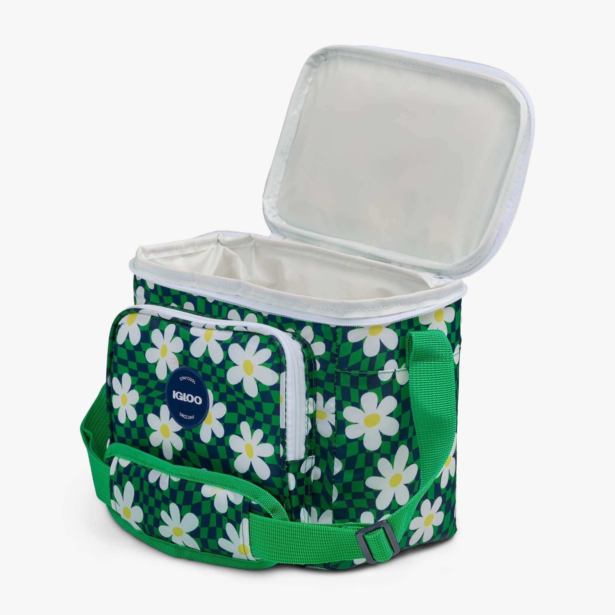 Retro Square Lunch Bag J9 - Psychedelic Daisy - Open View