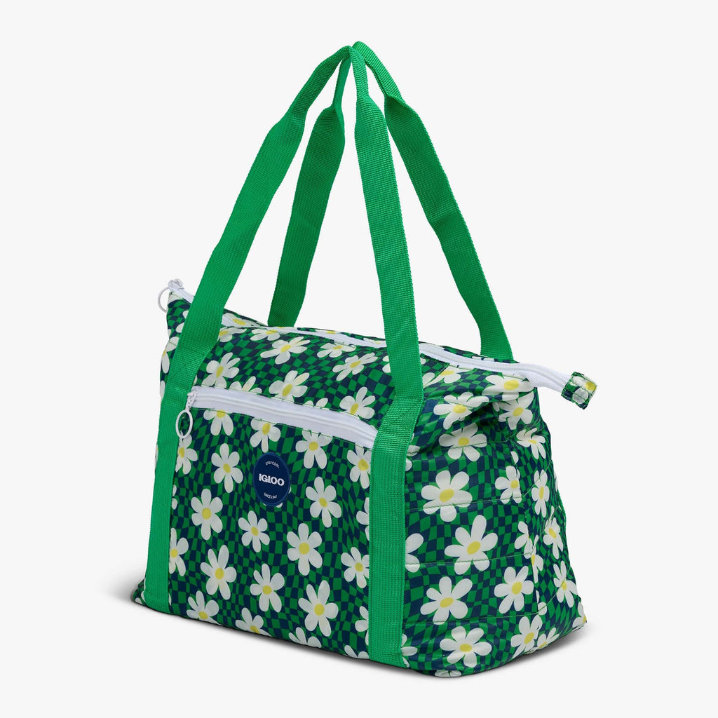 Retro Packable Puffer 20-Can Cooler Bag Q6 - Psychedelic Daisy - Product View