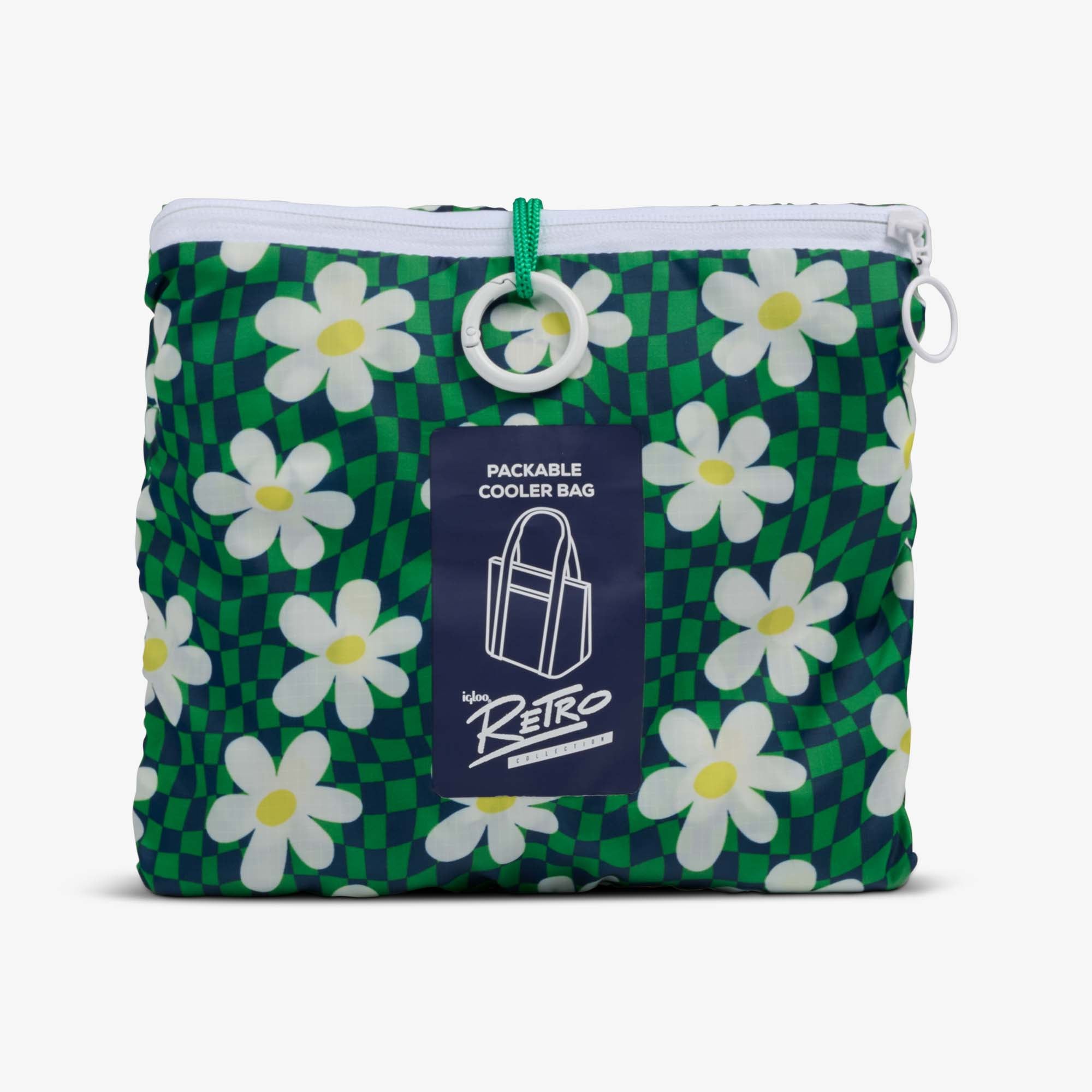 Retro Packable Puffer 20-Can Cooler Bag Q6 - Psychedelic Daisy - Product View