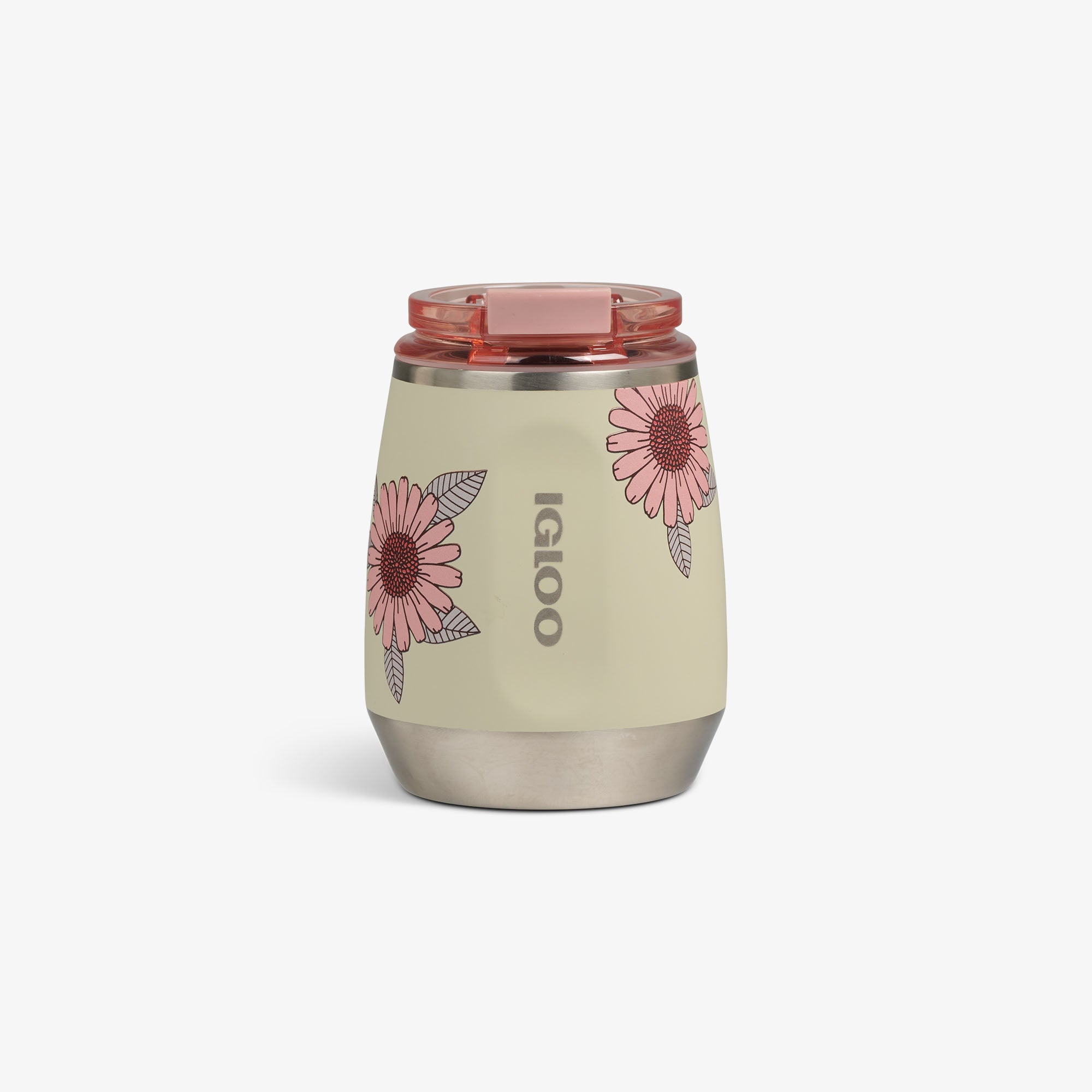 Floral 10 Oz Wine Tumbler V5 - Linen - Front View