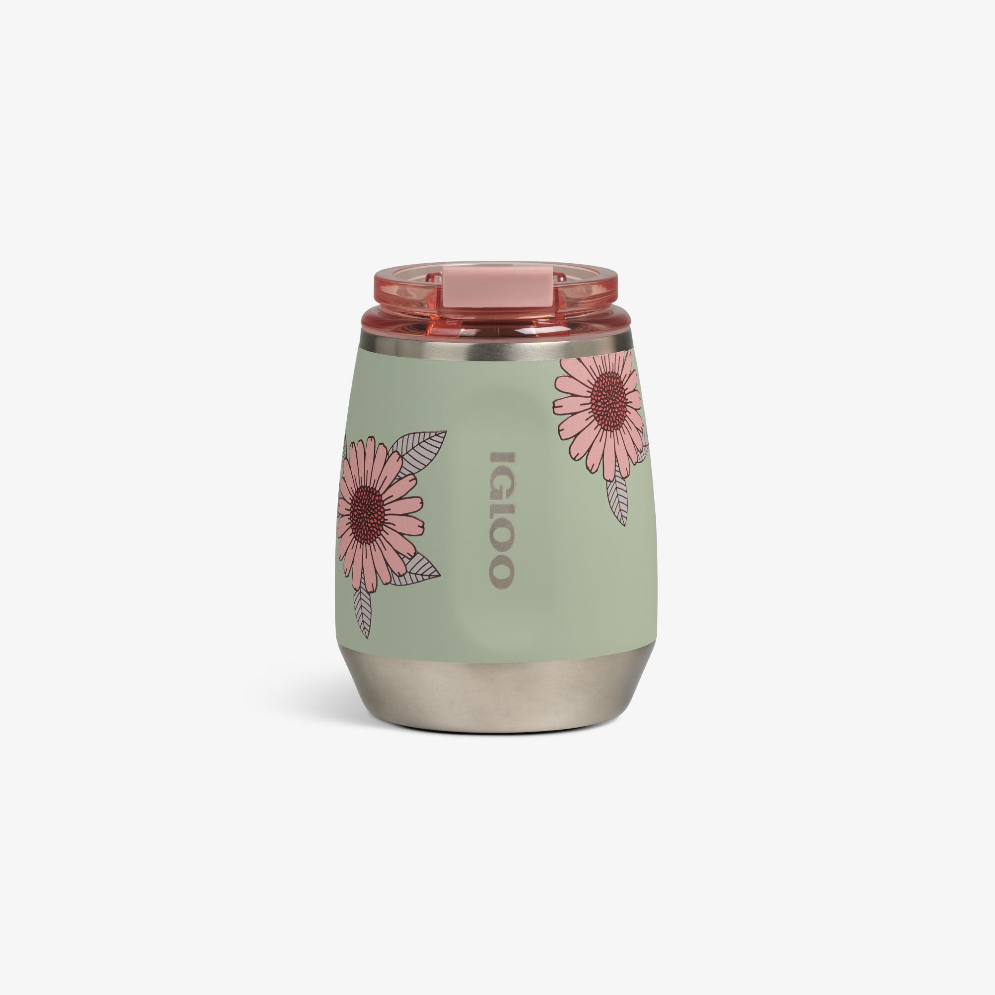 Floral 10 Oz Wine Tumbler V5 - Sage - Front View