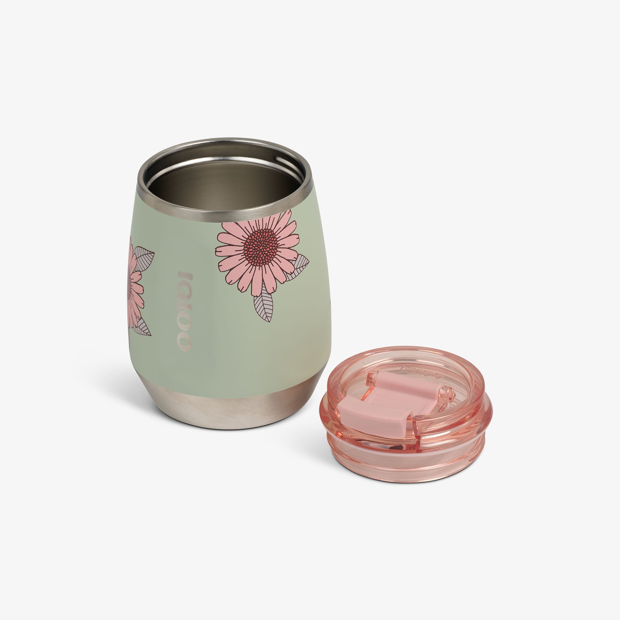 Floral 10 Oz Wine Tumbler V5 - Sage - Open View