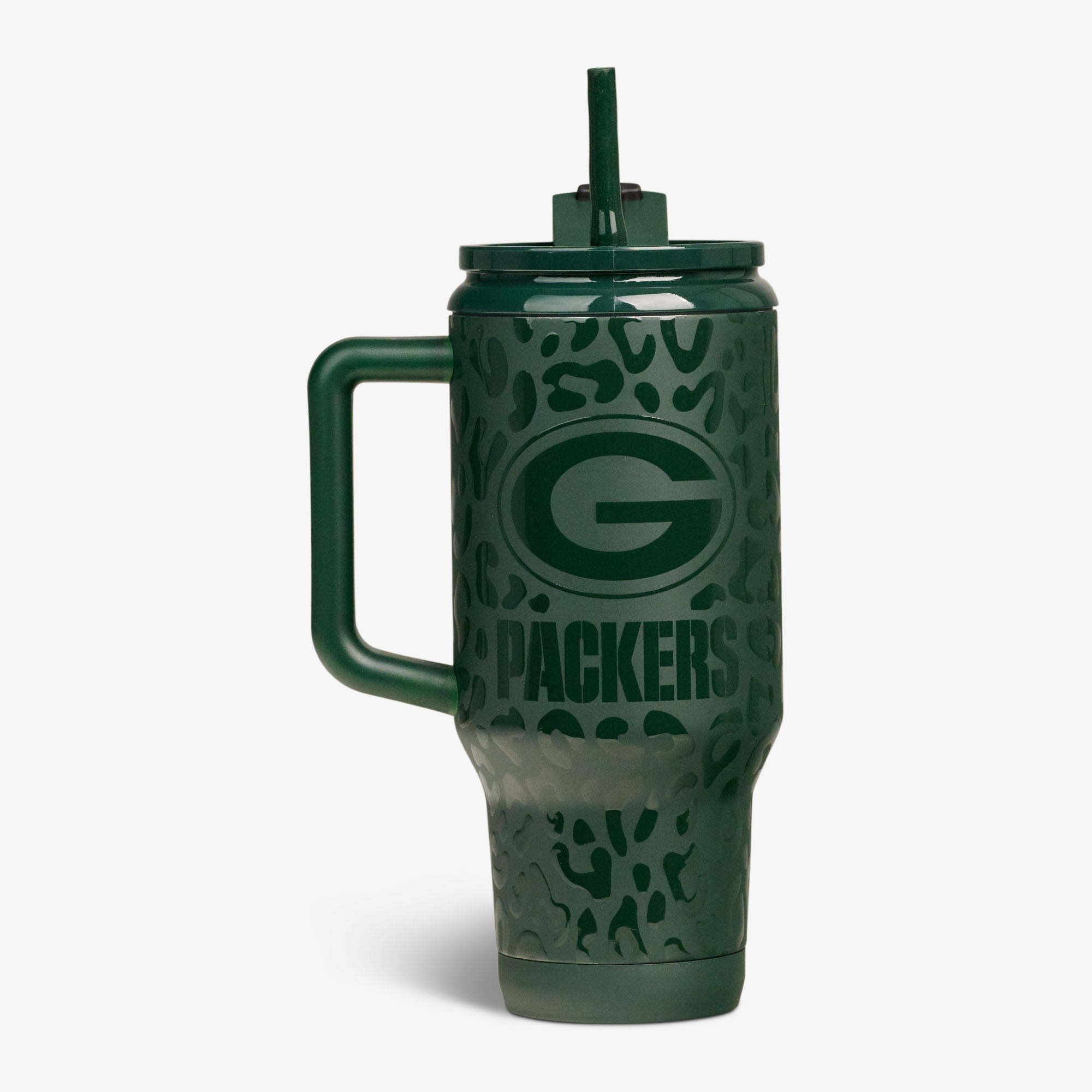 NFL 32 Oz Leopard Flip ‘n’ Sip Travel Mug M1 - Packers - Product View