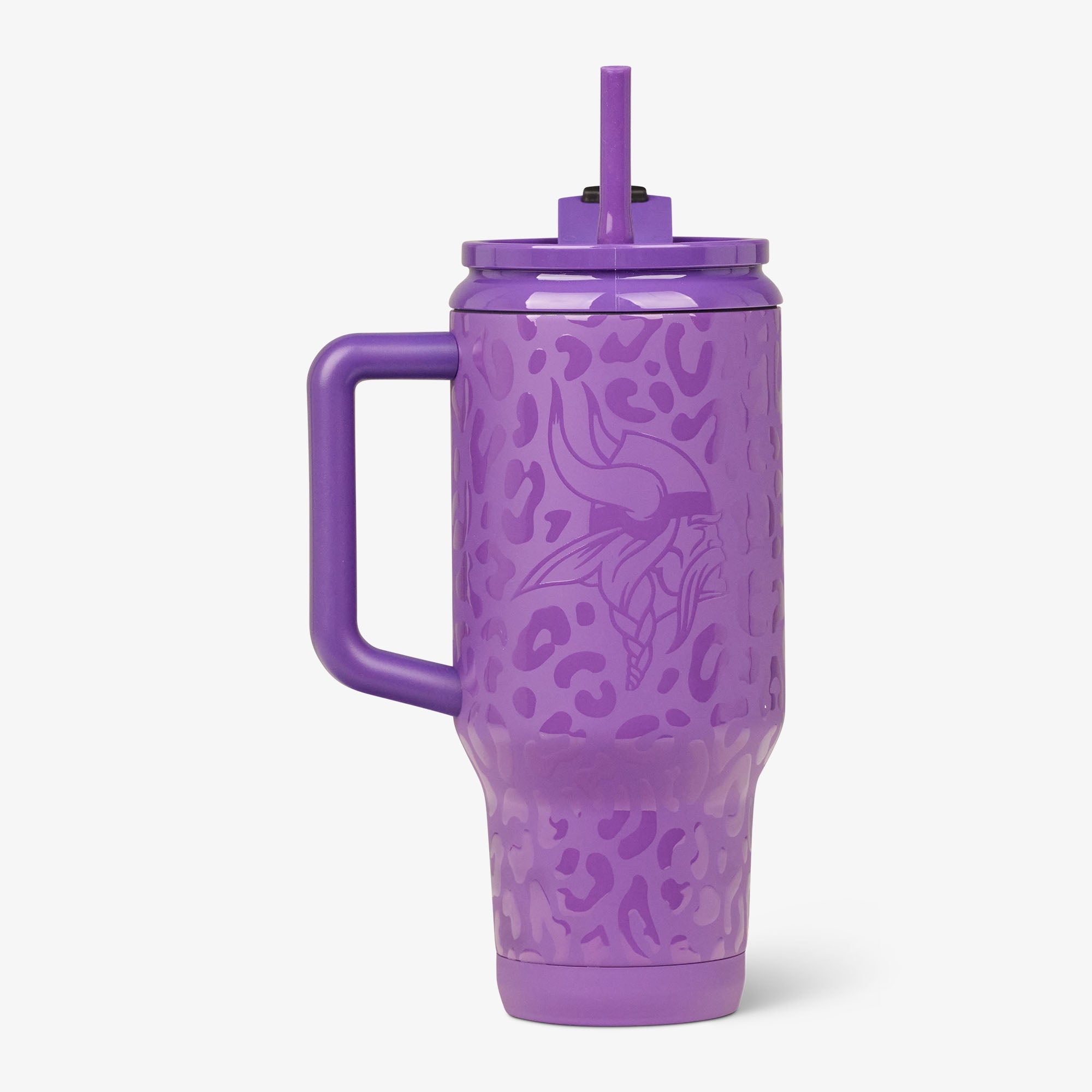 NFL 32 Oz Leopard Flip ‘n’ Sip Travel Mug M1 - Vikings - Product View