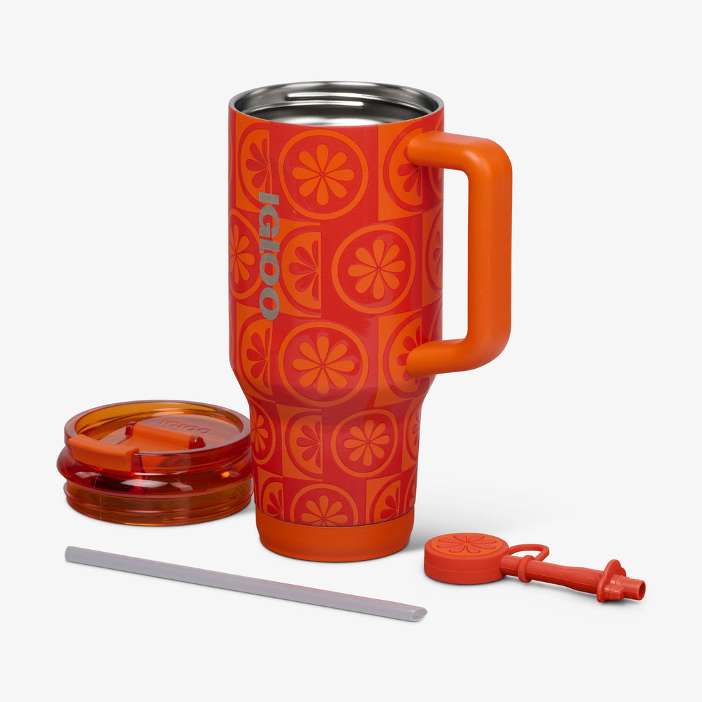 32 Oz Flip ‘n’ Sip Travel Mug L2 - Orange - Open View